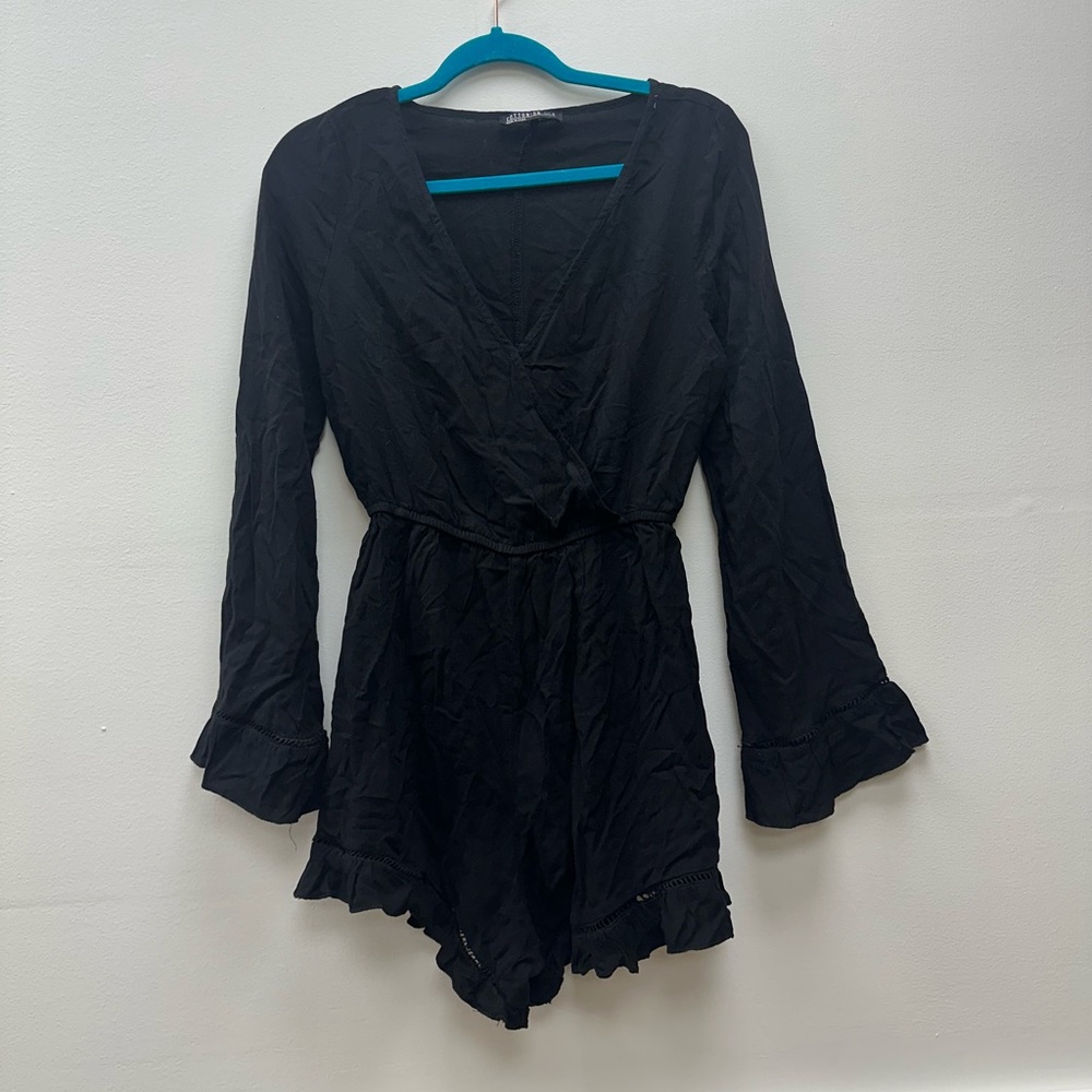 Chic Black Long-Sleeve Romper